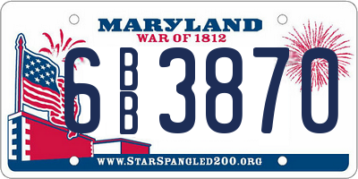 MD license plate 6BB3870