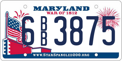 MD license plate 6BB3875