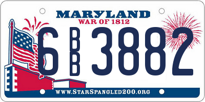 MD license plate 6BB3882