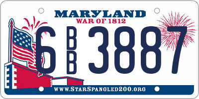 MD license plate 6BB3887