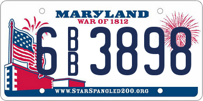 MD license plate 6BB3898
