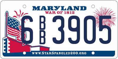 MD license plate 6BB3905