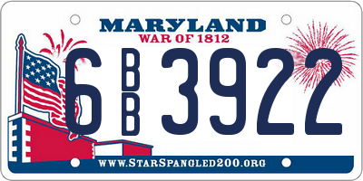 MD license plate 6BB3922