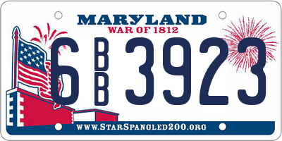 MD license plate 6BB3923