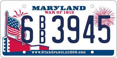 MD license plate 6BB3945