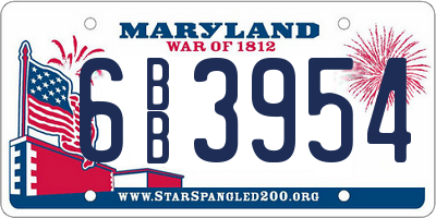 MD license plate 6BB3954