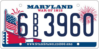 MD license plate 6BB3960