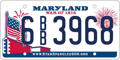 MD license plate 6BB3968