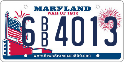 MD license plate 6BB4013
