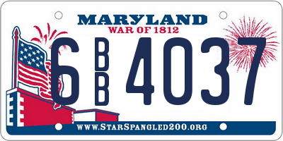 MD license plate 6BB4037
