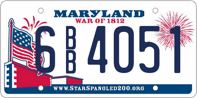 MD license plate 6BB4051