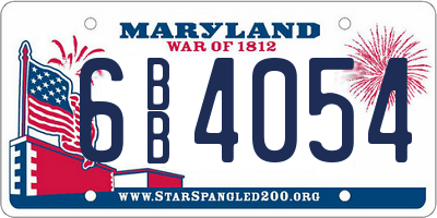 MD license plate 6BB4054