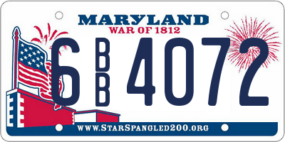 MD license plate 6BB4072