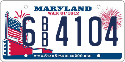 MD license plate 6BB4104
