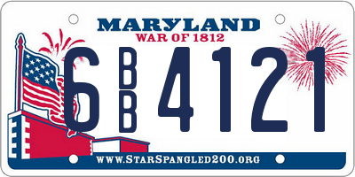 MD license plate 6BB4121
