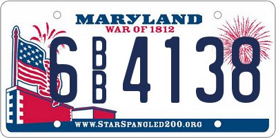 MD license plate 6BB4138