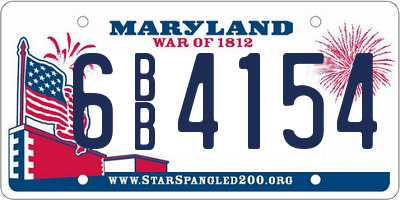 MD license plate 6BB4154