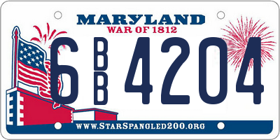 MD license plate 6BB4204