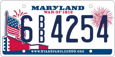 MD license plate 6BB4254