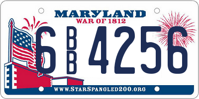 MD license plate 6BB4256