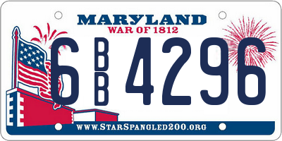 MD license plate 6BB4296