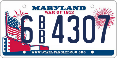 MD license plate 6BB4307