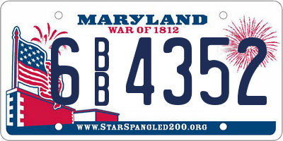 MD license plate 6BB4352