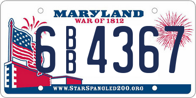 MD license plate 6BB4367