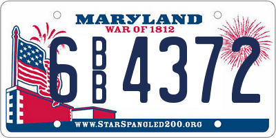 MD license plate 6BB4372