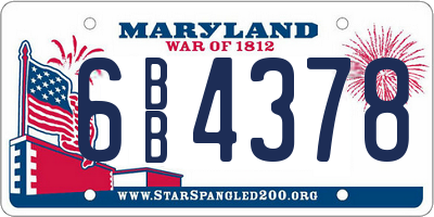 MD license plate 6BB4378