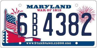 MD license plate 6BB4382