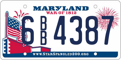 MD license plate 6BB4387
