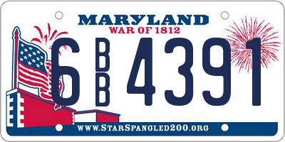 MD license plate 6BB4391