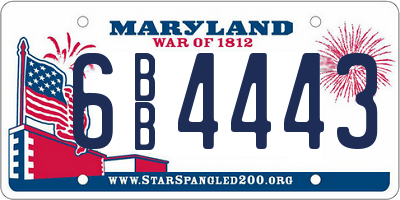 MD license plate 6BB4443