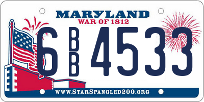 MD license plate 6BB4533