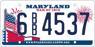 MD license plate 6BB4537