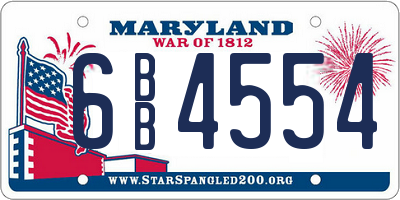 MD license plate 6BB4554