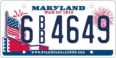 MD license plate 6BB4649