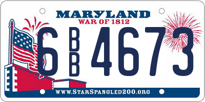 MD license plate 6BB4673