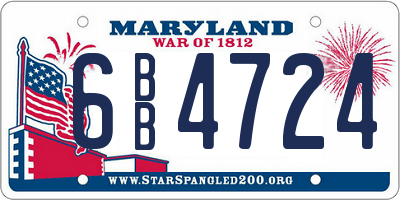 MD license plate 6BB4724