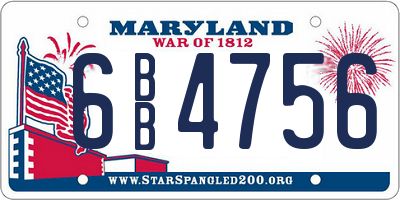 MD license plate 6BB4756