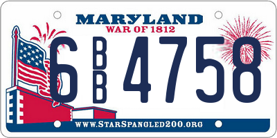 MD license plate 6BB4758