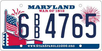 MD license plate 6BB4765