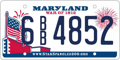 MD license plate 6BB4852