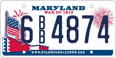 MD license plate 6BB4874
