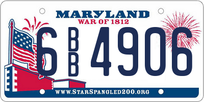 MD license plate 6BB4906