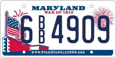 MD license plate 6BB4909