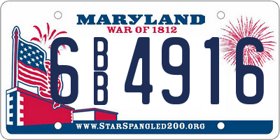 MD license plate 6BB4916
