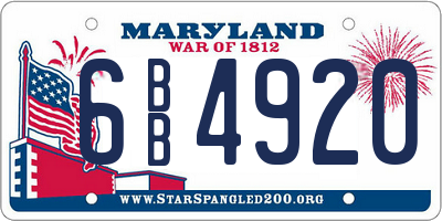 MD license plate 6BB4920