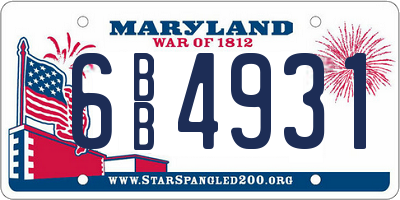 MD license plate 6BB4931